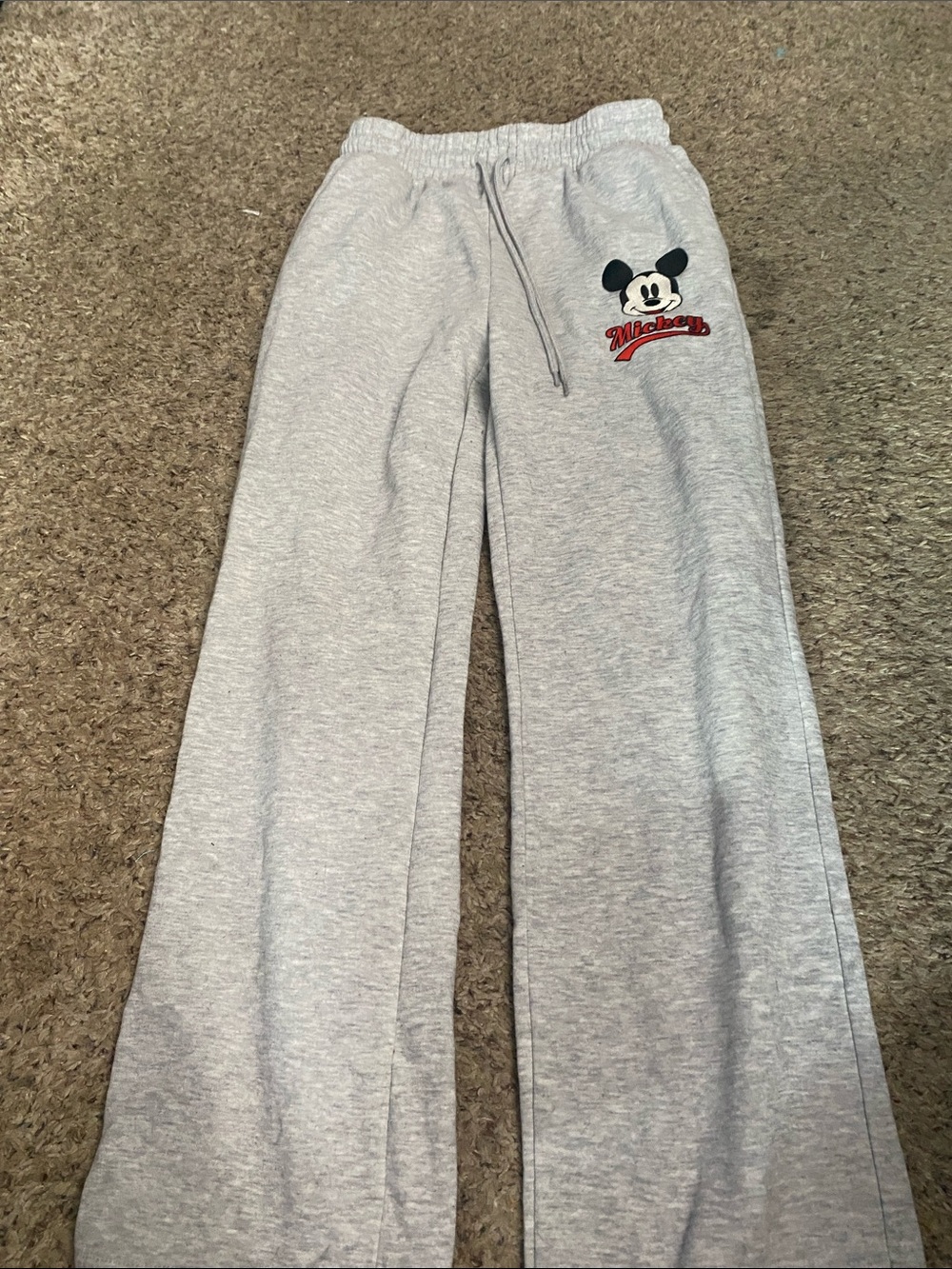 Disney Gray Mickey Mouse Joggers with Red Script